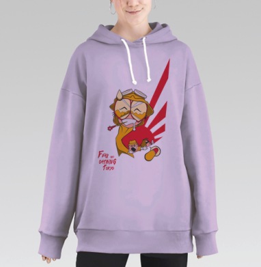 Страх и отвращение в Токио персонаж с трубкой курит трубку, Hoodie Long Oversize Fiolet