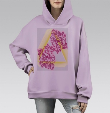 Светящиеся цветы гармония нежности и энергии, Hoodie Mono Fiolet, оверсайз, утепленная