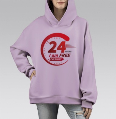 Свобода без ограничений жизни 24 часа каждый день, Hoodie Mono Fiolet, оверсайз, утепленная