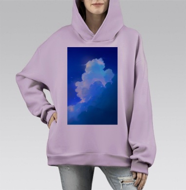 Свобода Небесное Облако Летящие Птицы, Hoodie Mono Fiolet, оверсайз, утепленная