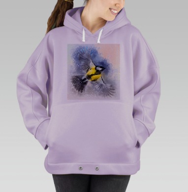 Свобода полёта птицы нежное акварельное вдохновение, Hoodie Oversize Fiolet