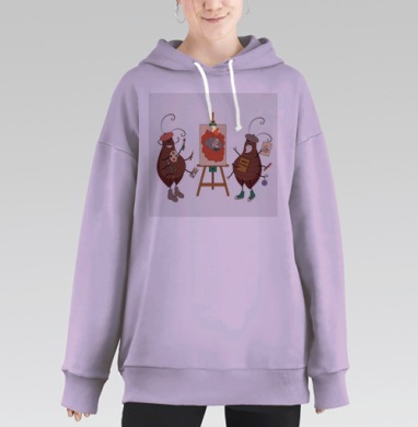 Тараканы рисуют мозг психология человека смешная сцена, Hoodie Long Oversize Fiolet