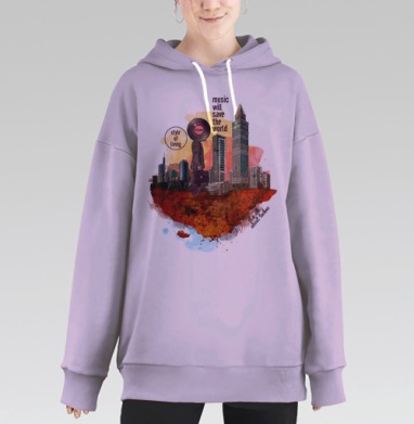Techno Businessman Music will save the world / Техно бизнесмен style of living, Hoodie Long Oversize Fiolet