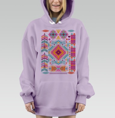 Trendy tribal ornament, Hoodie Mjhigh Dig Mel, Fiolet, утепленная