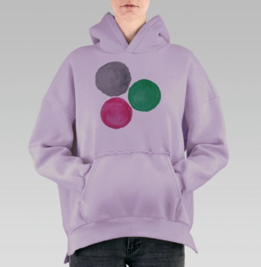 Три круга зеленый серый розовый последние слова, Hoodie Oversize Fiolet, утепленная