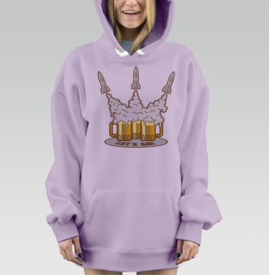 Три золотые пивные кружки со стартующими ракетами LETS GO, Hoodie Mjhigh Dig Mel, Fiolet, утепленная