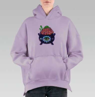 Ведьминский котел с мороженым и насыщенными цветами, Hoodie Oversize Fiolet, утепленная