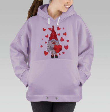 Веселый гном с сердцем подарок влюбленных, Hoodie Oversize Fiolet