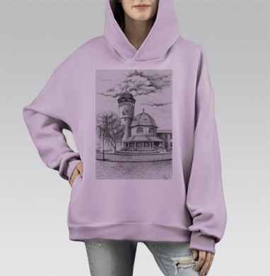 ВодонапорнаябашняСветлогорскАрхитектура2024, Hoodie Mono Fiolet, оверсайз, утепленная