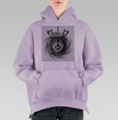 Волчья Сила Оружие и Стойкость Зов, Hoodie Oversize Fiolet, утепленная
