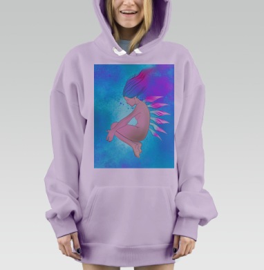 Волшебная женская фигура в подводном мире с плавниками, Hoodie Mjhigh Dig Mel, Fiolet, утепленная