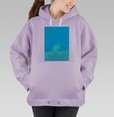 Воздушный шар над горами с небесной свободой парит, Hoodie Oversize Fiolet