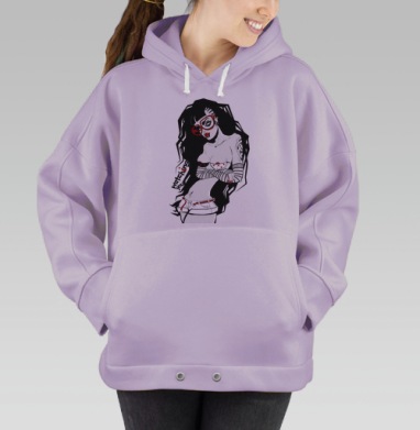 Художественная графика с дерзкой женщиной в красных очках, Hoodie Oversize Fiolet