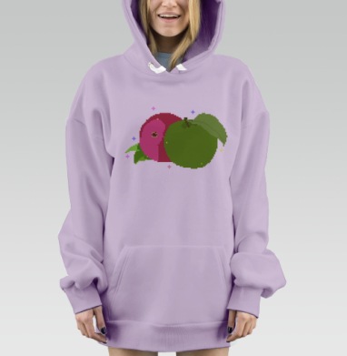 Яблоко Красное Зеленое Цифровое Искрящееся, Hoodie Mjhigh Dig Mel, Fiolet, утепленная