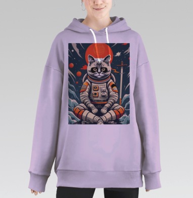 Японский кот космонавт, Hoodie Long Oversize Fiolet