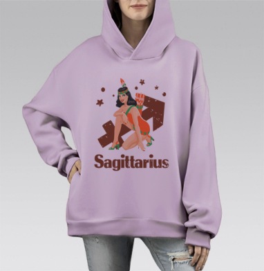 Яркая Девушка Знак Зодиака Стрелец, Hoodie Mono Fiolet, оверсайз, утепленная