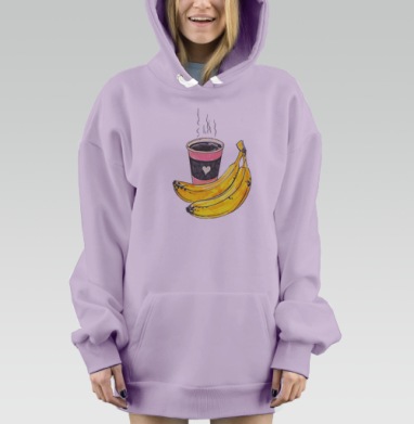 Яркие бананы и кофе на утренний завтрак банановые нотки банановые нотки, Hoodie Mjhigh Dig Mel, Fiolet, утепленная