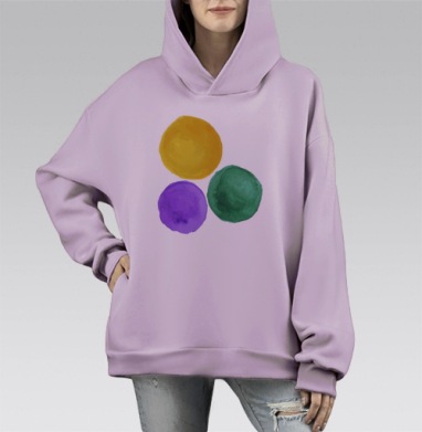 Яркие цветные сферы в гармоничном сочетании цветов, Hoodie Mono Fiolet, оверсайз, утепленная