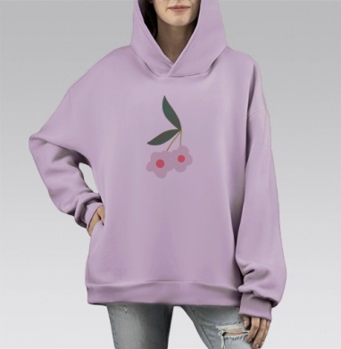 Яркие жёлтые груши сочные листья розовый фон, Hoodie Mono Fiolet, оверсайз, утепленная
