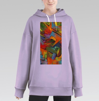 Яркие геометрические абстракции с динамичным движением и эмоциями, Hoodie Long Oversize Fiolet