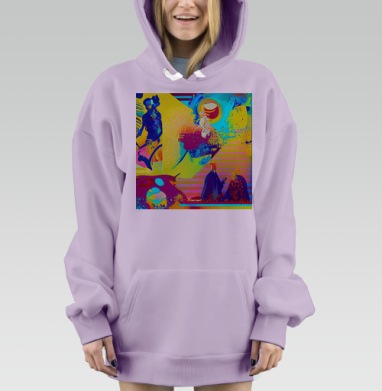 Яркий танец цвета и формы продолжается в движении, Hoodie Mjhigh Dig Mel, Fiolet, утепленная