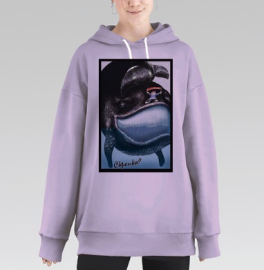 Защита китов с детским посланием Стоп за спасение китов, Hoodie Long Oversize Fiolet