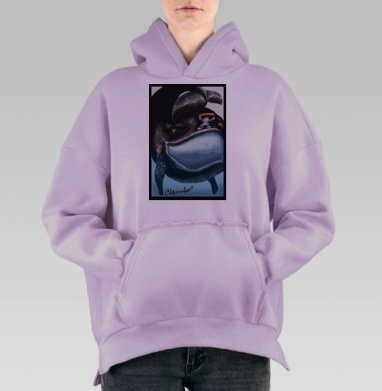 Защита китов с детским посланием Стоп за спасение китов, Hoodie Oversize Fiolet, утепленная