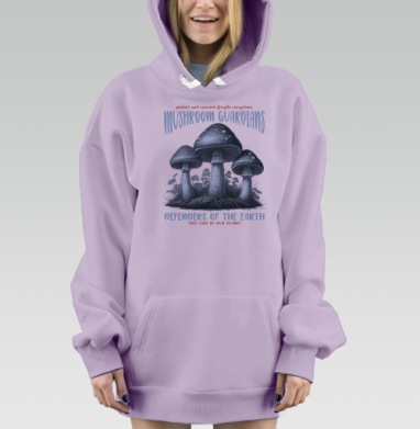 Защитники грибов природы экологичный посыл взять care of our planet, Hoodie Mjhigh Dig Mel, Fiolet, утепленная