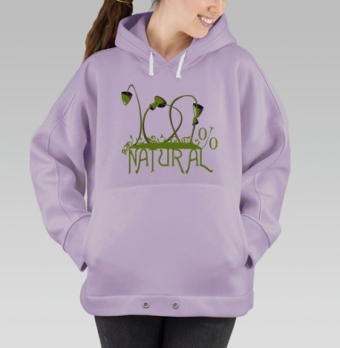 Зеленая эмблема 100 натуральность природа, Hoodie Oversize Fiolet