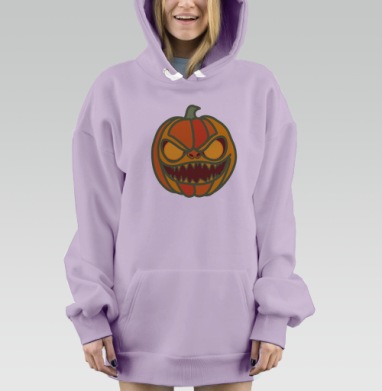 Злая тыква с демонической улыбкой для Хэллоуина, Hoodie Mjhigh Dig Mel, Fiolet, утепленная