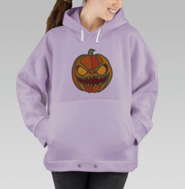 Злая тыква с демонической улыбкой для Хэллоуина, Hoodie Oversize Fiolet