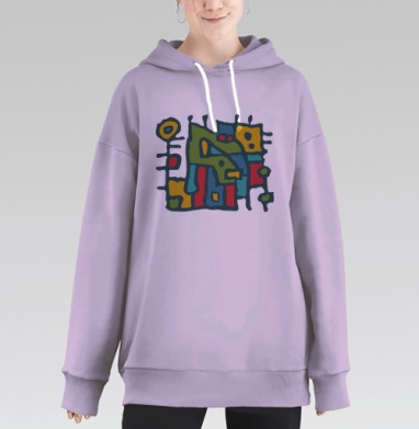 Змей охраняет золотой слиток на тёмно зелёном фоне, Hoodie Long Oversize Fiolet