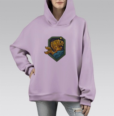 Золотая Рыба Королева Над Волнами, Hoodie Mono Fiolet, оверсайз, утепленная