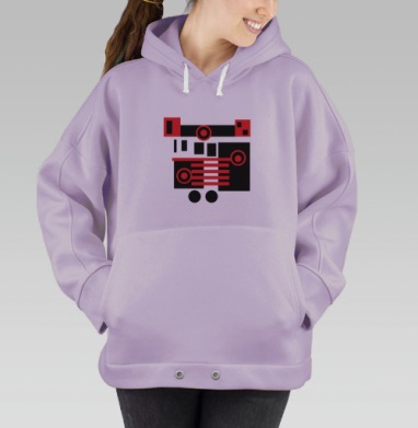 Абстрактная геометрия с красными акцентами на сером фоне, Hoodie Oversize Fiolet