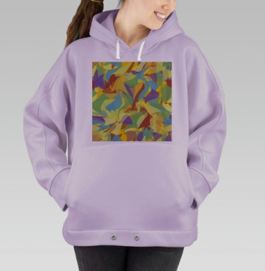 Абстрактное движение в желтом голубом коричневом цвете, Hoodie Oversize Fiolet