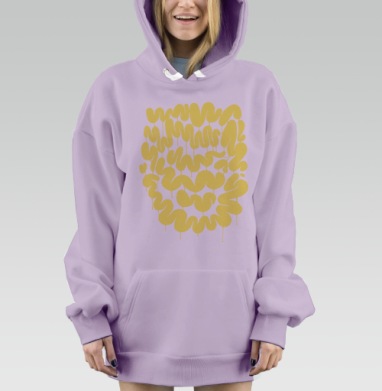 Абстрактное Лиловое Лицо Капли, Hoodie Mjhigh Dig Mel, Fiolet, утепленная