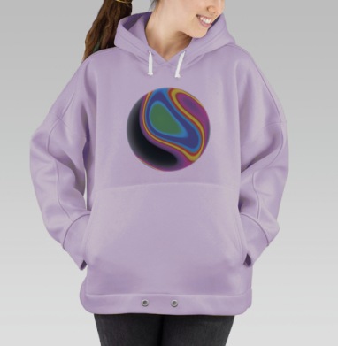 Абстрактные плавные переходы цвета синего зелёного жёлтого чёрного, Hoodie Oversize Fiolet