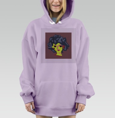 Абстрактный портрет девушки в бордовых оттенках на фоне, Hoodie Mjhigh Dig Mel, Fiolet, утепленная