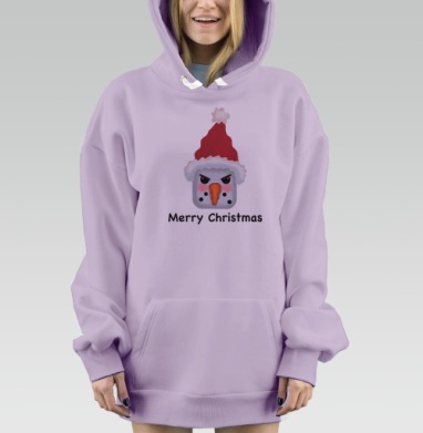 Агрессивный снеговик с красной шапкой и надписью Merry Christmas, Hoodie Mjhigh Dig Mel, Fiolet, утепленная