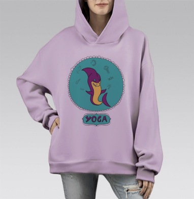 Акула йога, Hoodie Mono Fiolet, оверсайз, утепленная