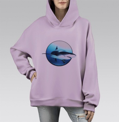АкулАНА на глубине, Hoodie Mono Fiolet, оверсайз, утепленная