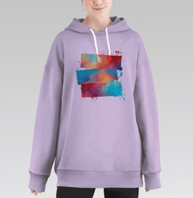 Акварельные брызги, Hoodie Long Oversize Fiolet