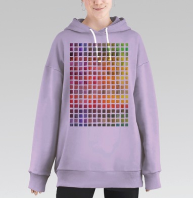 Акварельные квадратики, Hoodie Long Oversize Fiolet