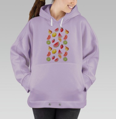 Акварельные сочные фрукты свежесть летнего настроения, Hoodie Oversize Fiolet