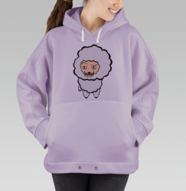 Альпака с усами комичная животное забавное милое, Hoodie Oversize Fiolet