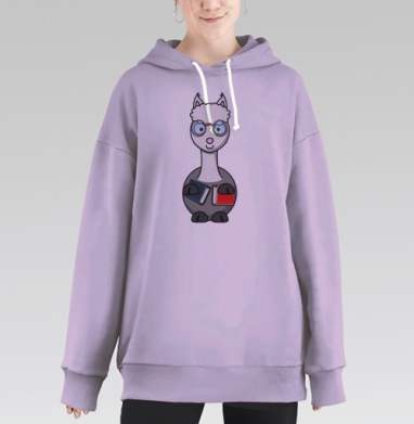 Альпака ученик, Hoodie Long Oversize Fiolet