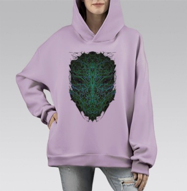 Алиен тим, Hoodie Mono Fiolet, оверсайз, утепленная