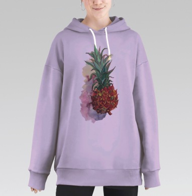 Ананас в акварели, Hoodie Long Oversize Fiolet
