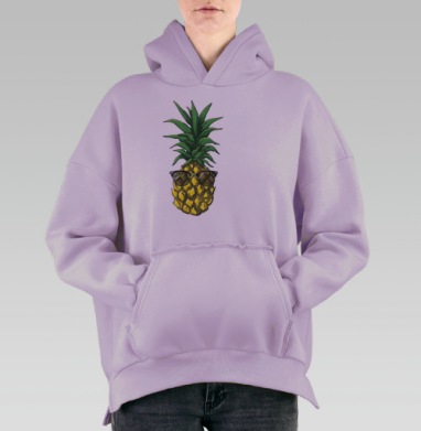 Ананас в солнцезащитных очках зелено желтого оттенков, Hoodie Oversize Fiolet, утепленная
