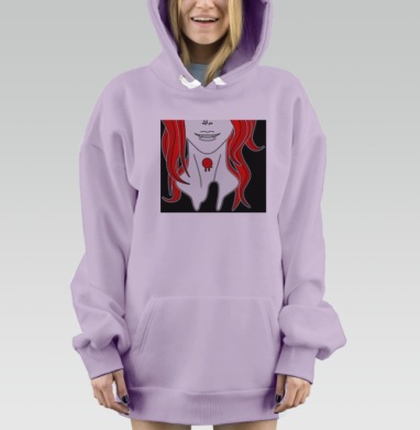Аниме вампир с красными волосами кровь на шее, Hoodie Mjhigh Dig Mel, Fiolet, утепленная